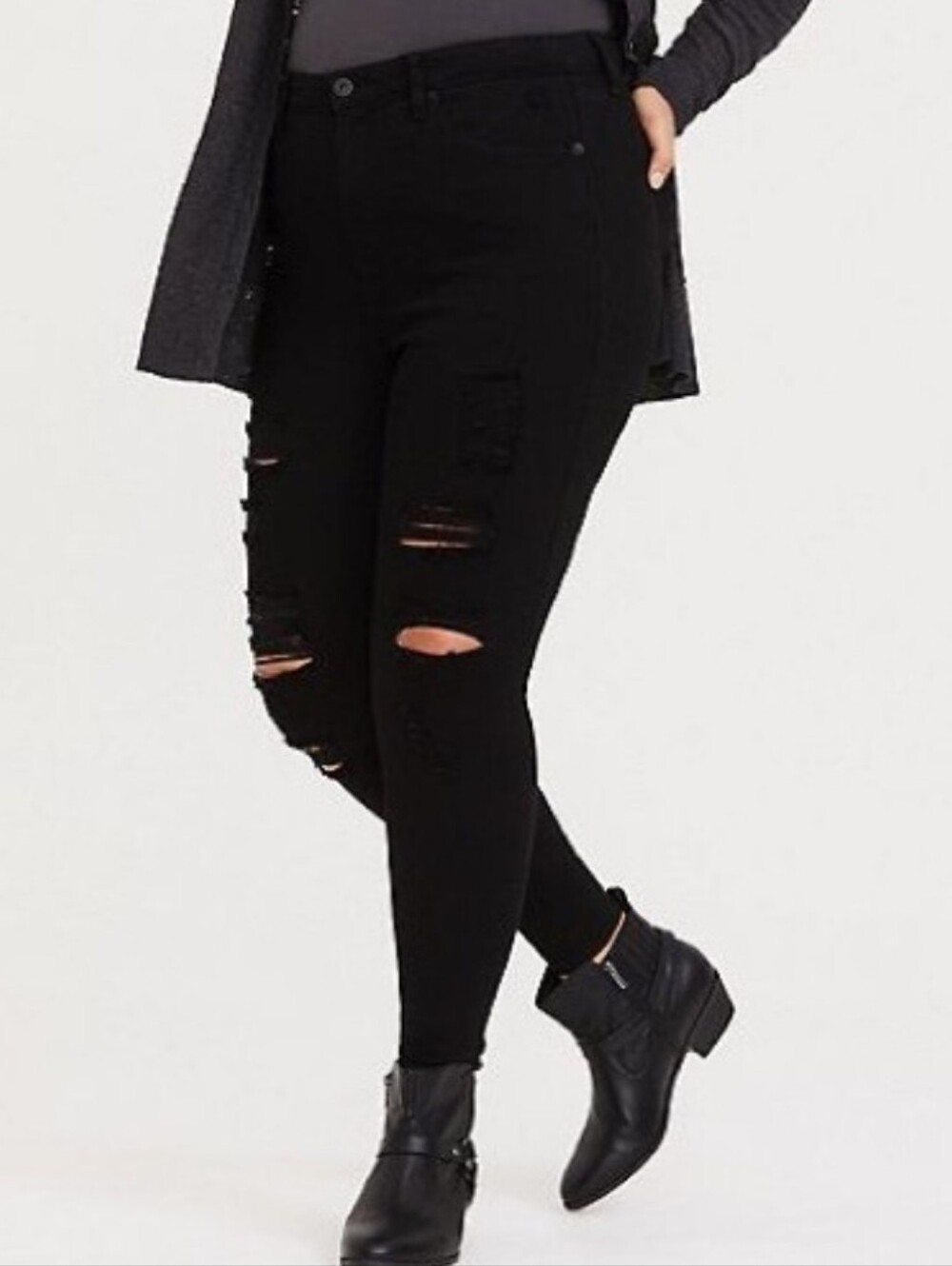 Torrid Sky High Rise Skinny Premium Jeans In Black Size 16R